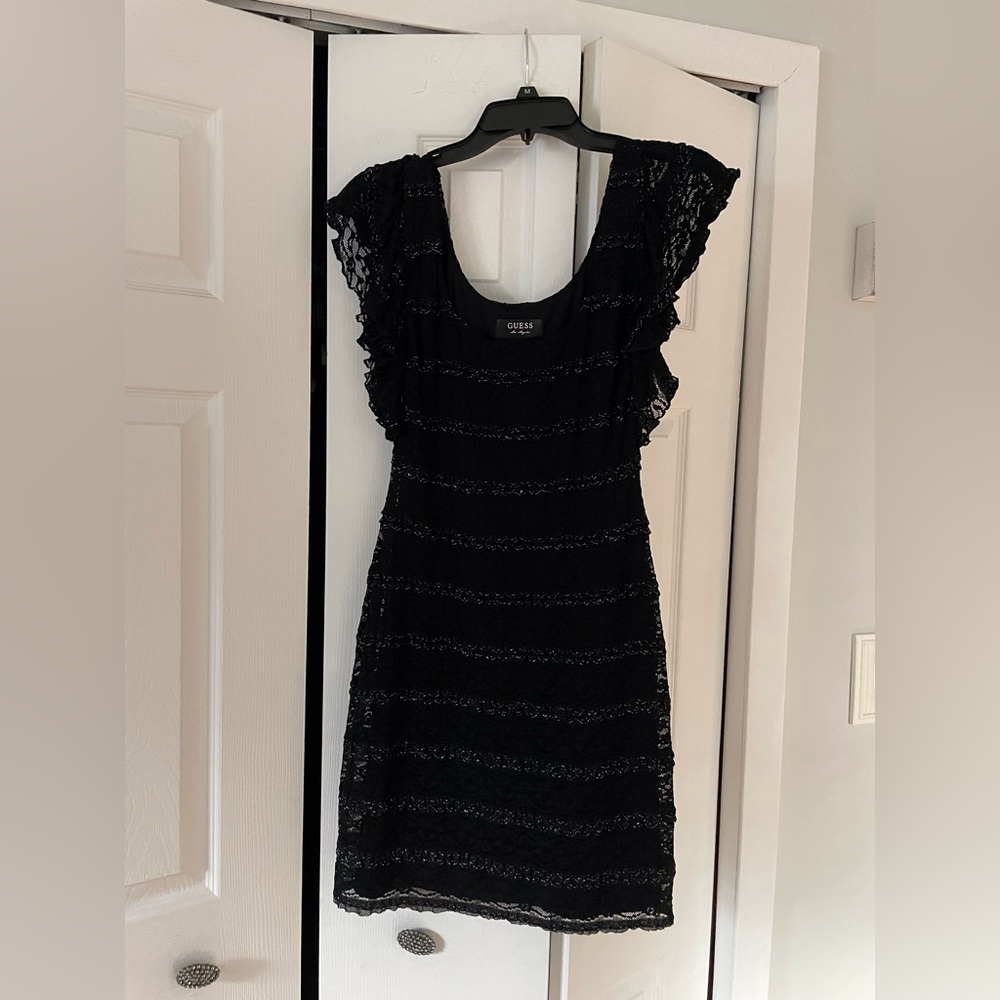 Guess Mini Dress with silver stitching and lace overlay